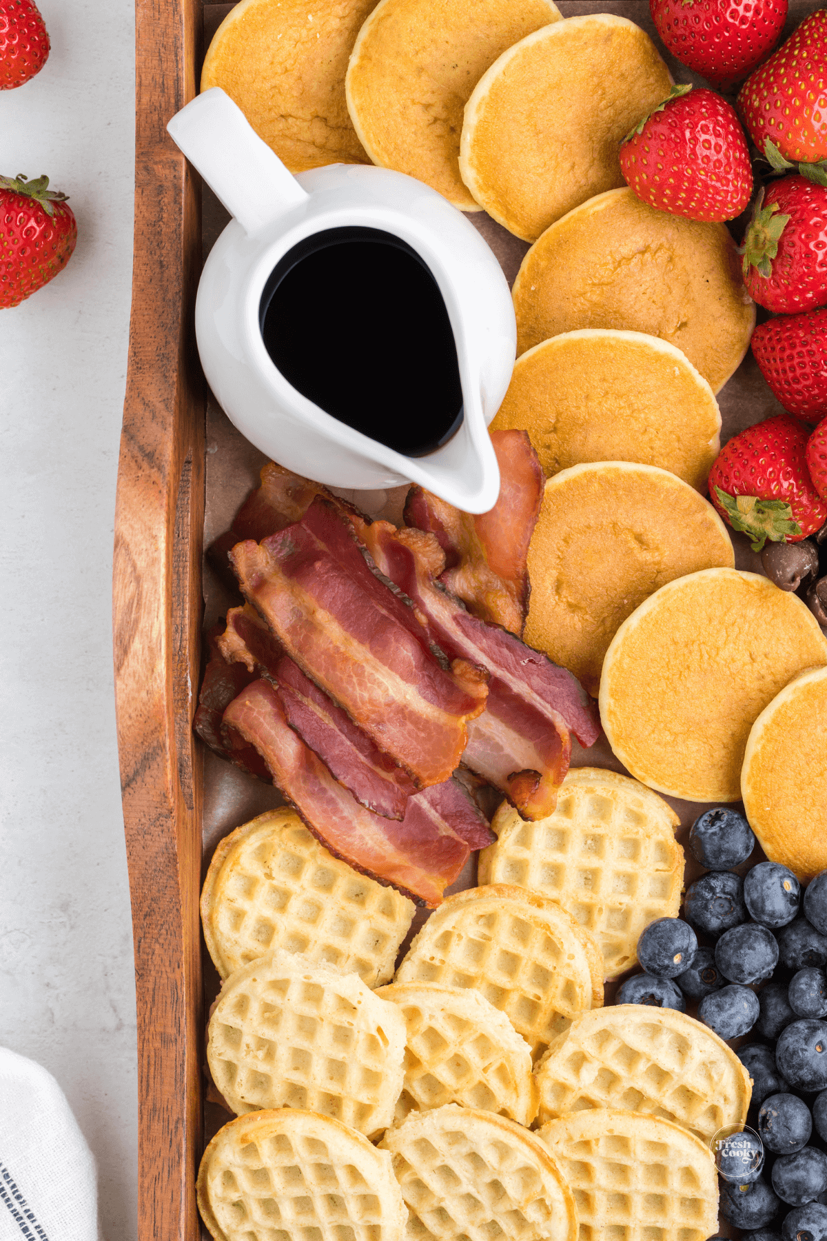 Close up detail of pancake grazing board.