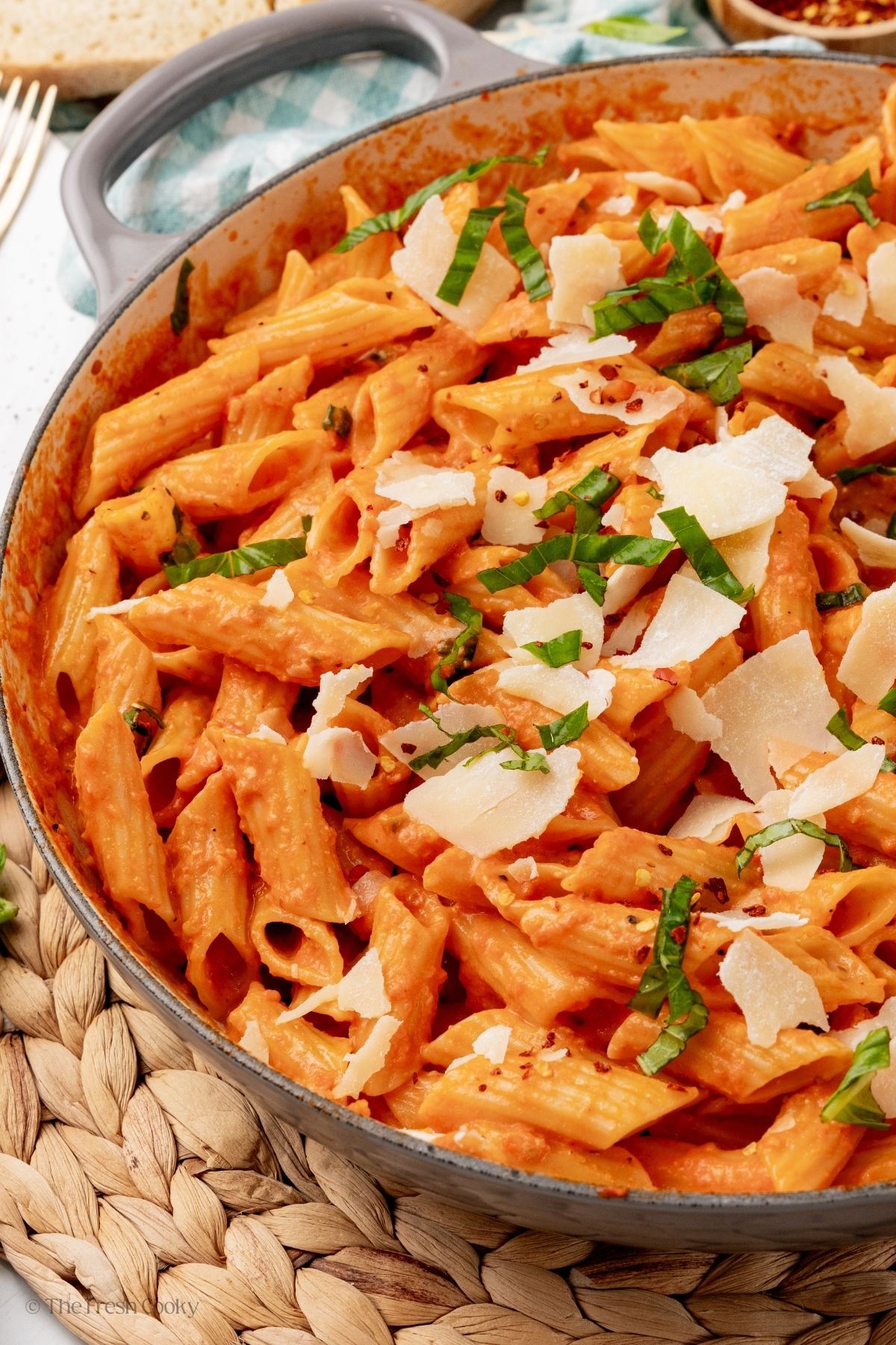 Pan of penne alla vodka. 