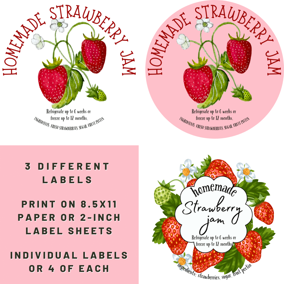 No Fail, Super Easy Strawberry Freezer Jam (free printable labels for  gifting) - The Café Sucre Farine