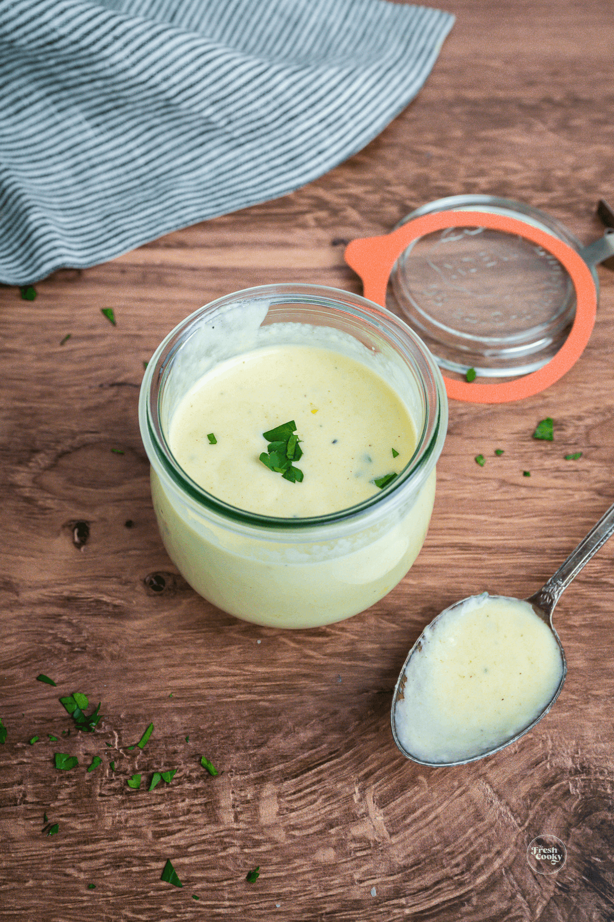 Store easy homemade alfredo sauce recipe without cream cheese, in jar.