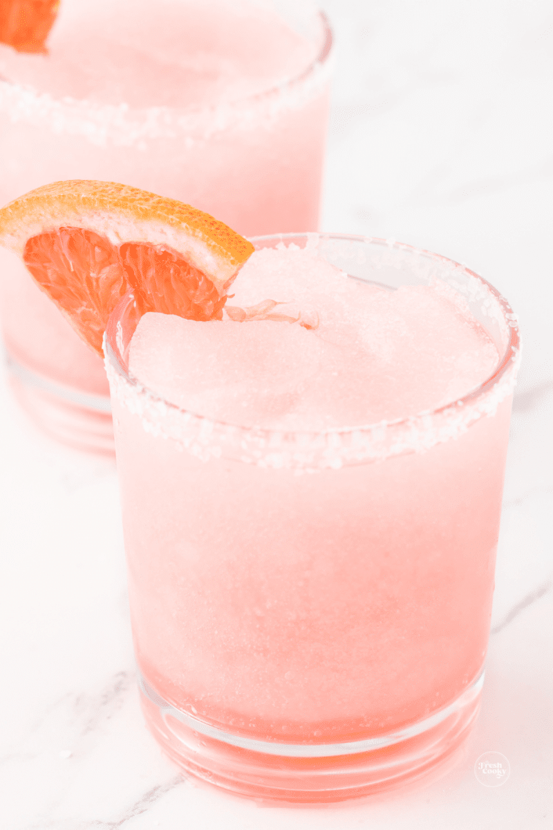 Frothy frozen paloma cocktail.