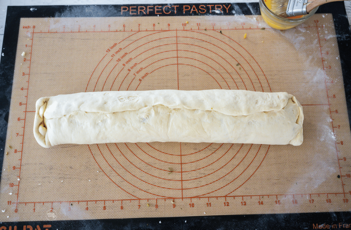 Seams pinched on stromboli ready to finish.