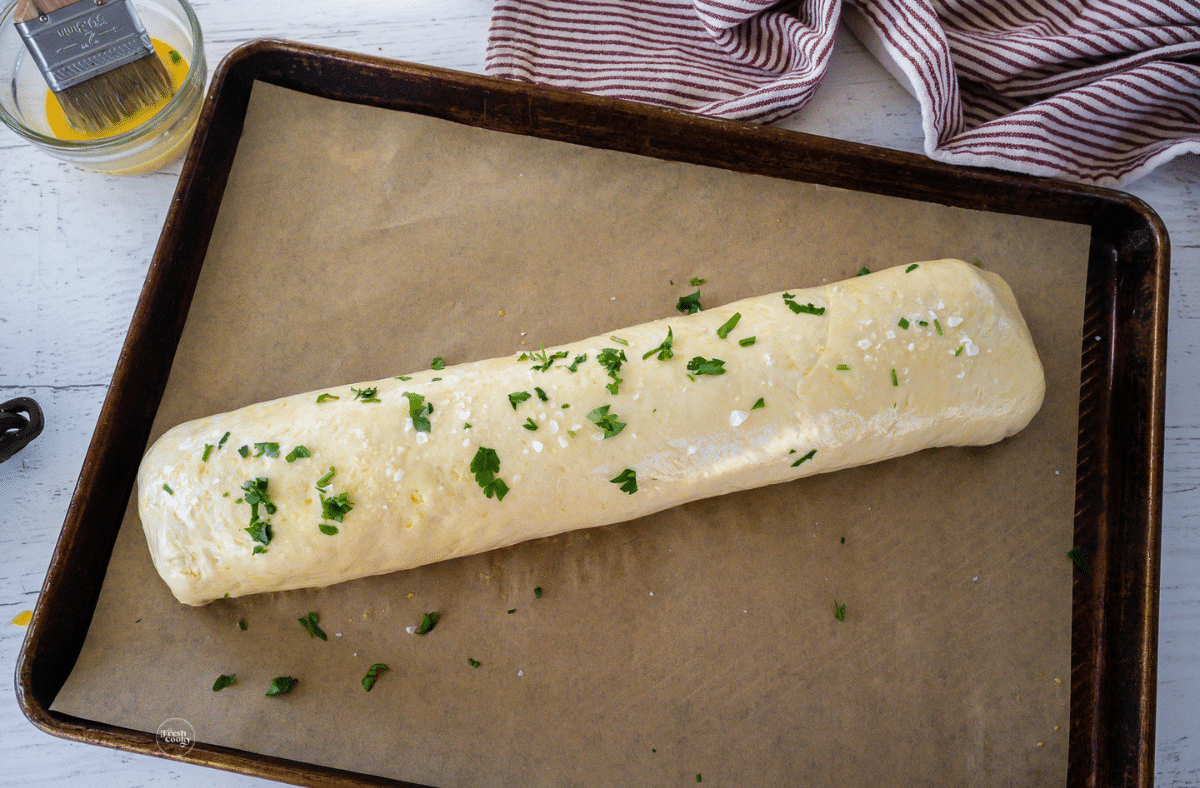 Finished stromboli ready for oven. 
