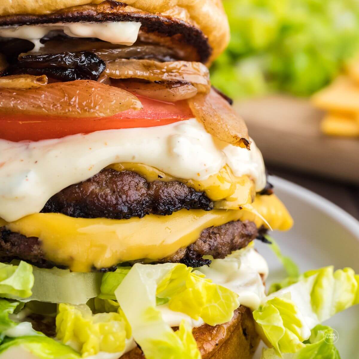 Smash burger with smash sauce on burger.