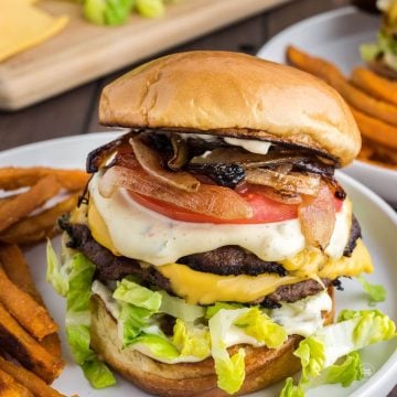 Smashburger recipe with onions made on blackstone griddle.