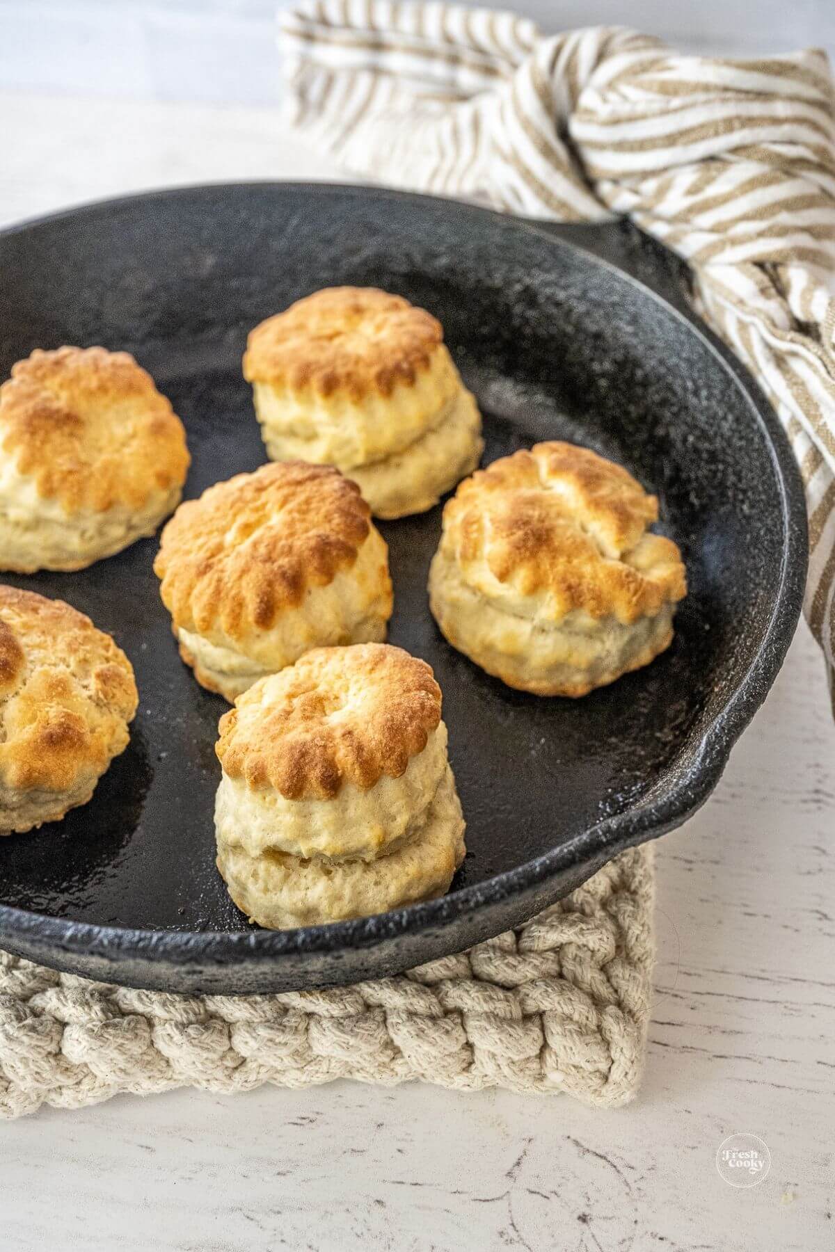 Biscuits baked in cast iron skillet.