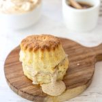 2 ingredient easy homemade scones with honey butter.