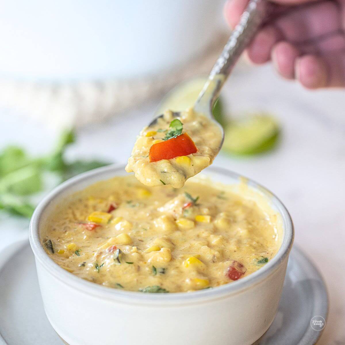 Copycat Panera summer corn chowder.