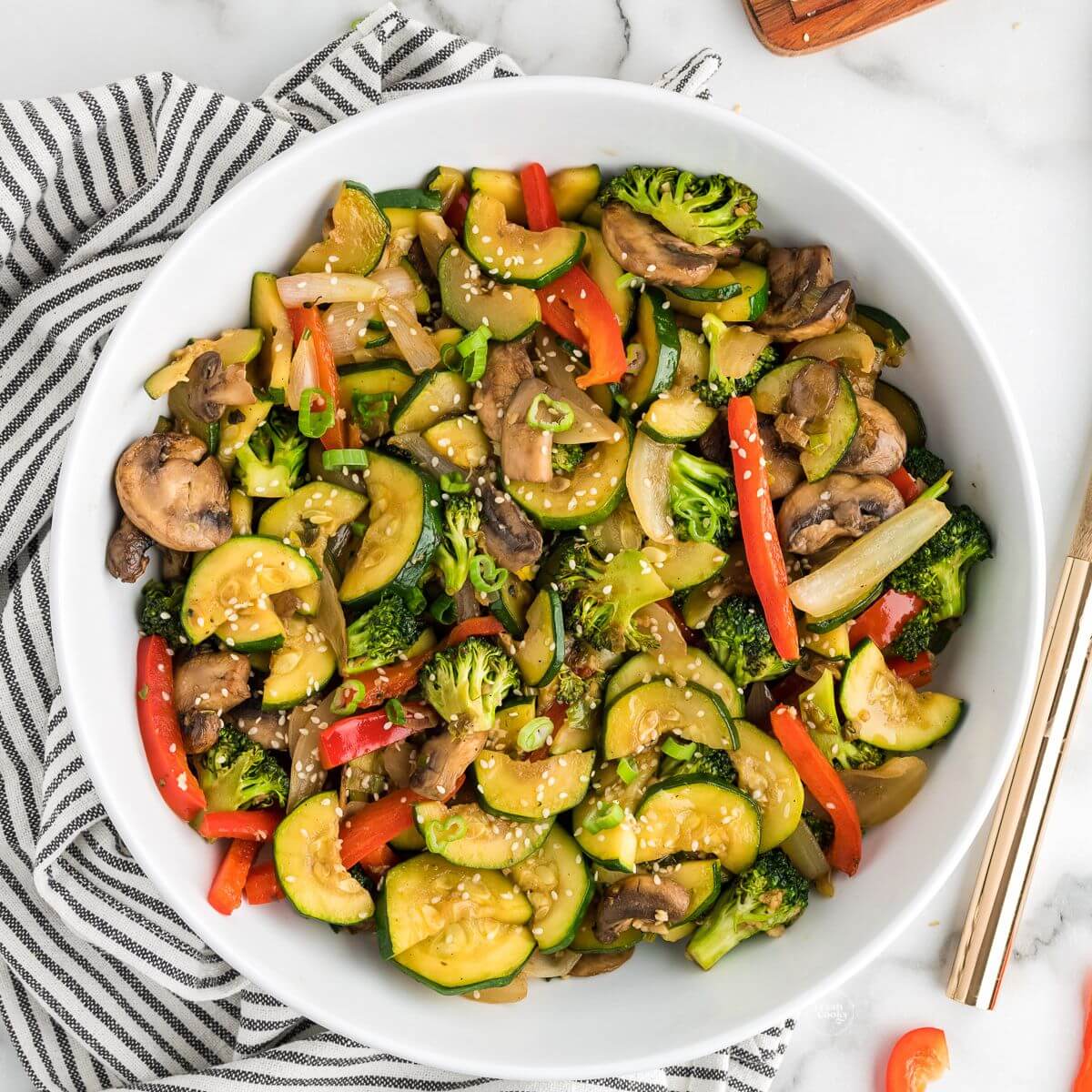 Benihana hibachi vegetables recipe in white serving bowl.