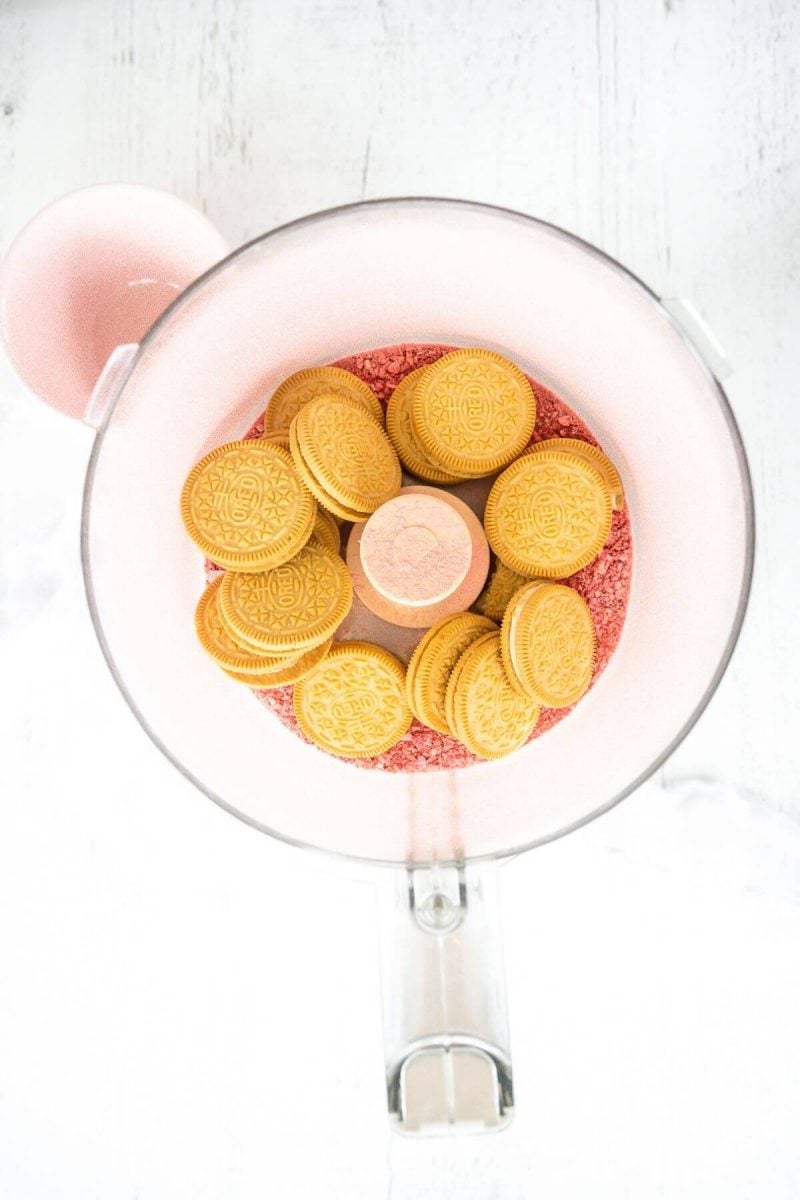 Processing Golden Oreos in food processor.