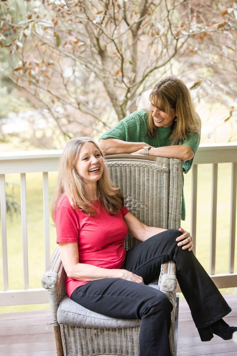 Laughter on the porch with Eliza and Kathleen.