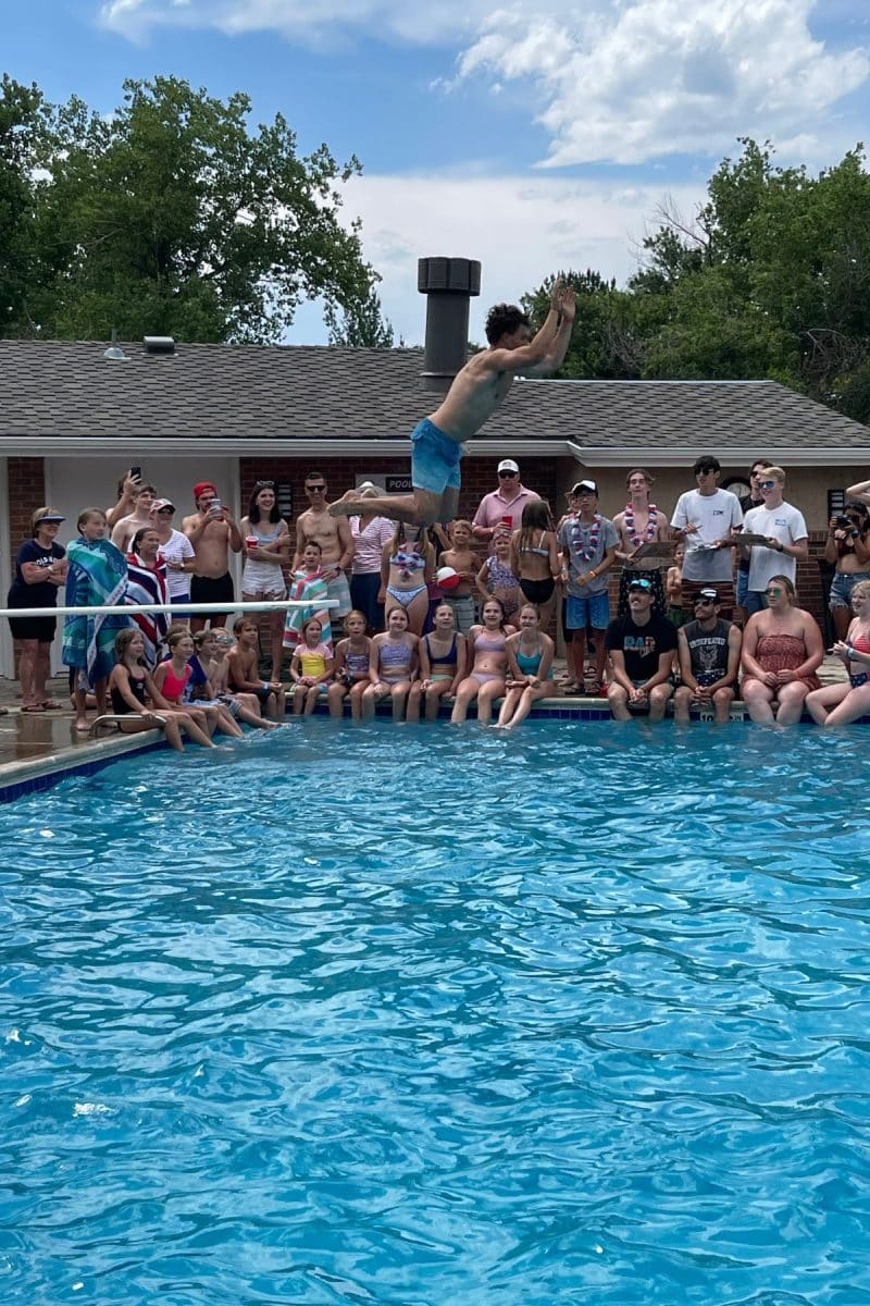 Our son in the bellyflop contest. 