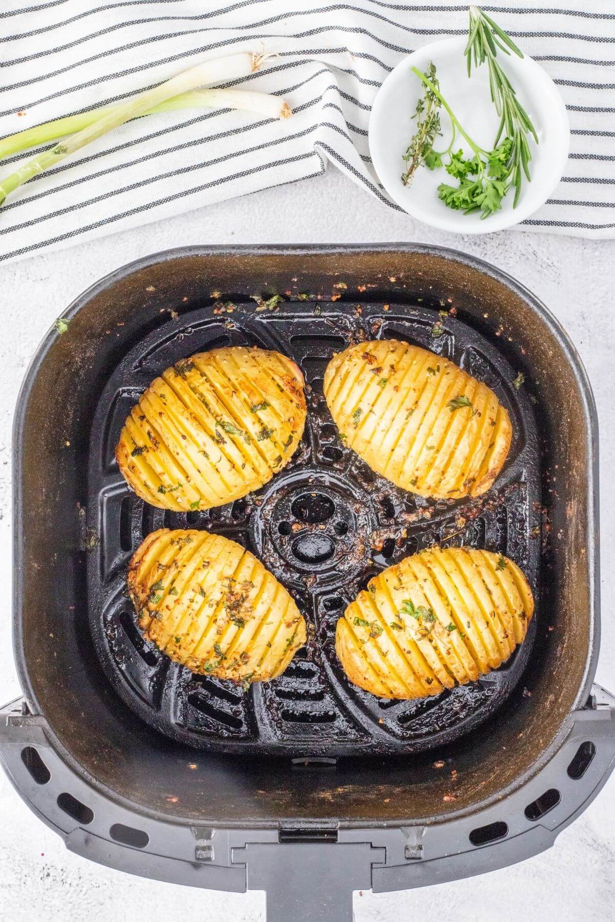 Crispy Air Fryer Hasselback Potatoes - Running to the Kitchen®