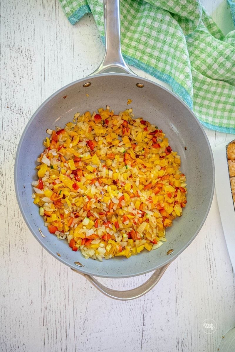 Saute the vegetables, onions until softened, then add the mushrooms. 