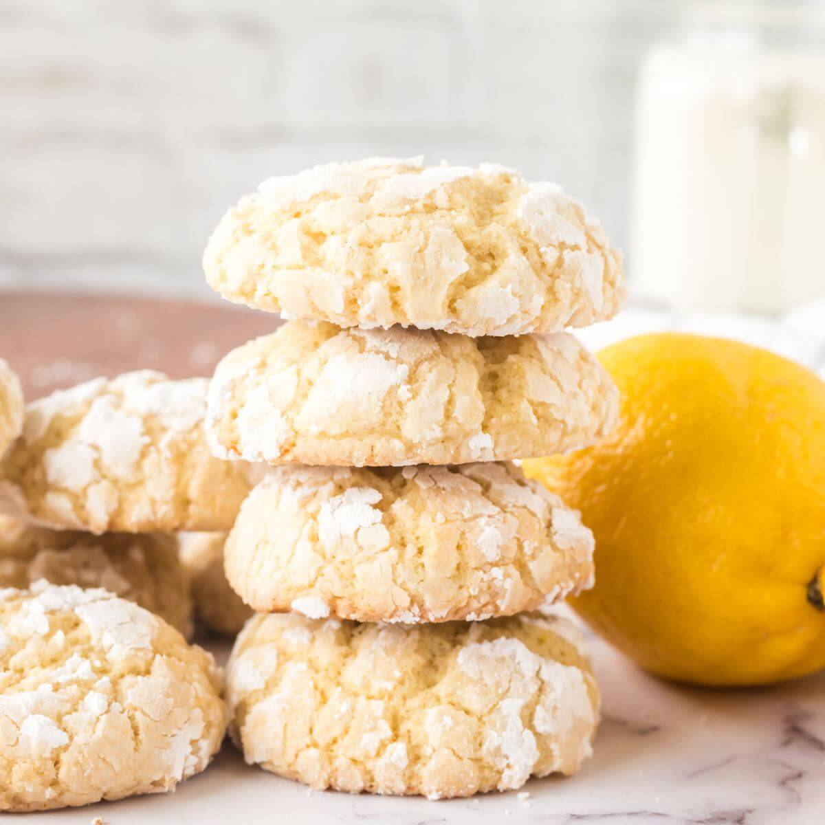 Best easy lemon crinkle cookie recipe made from scratch without cake mix.
