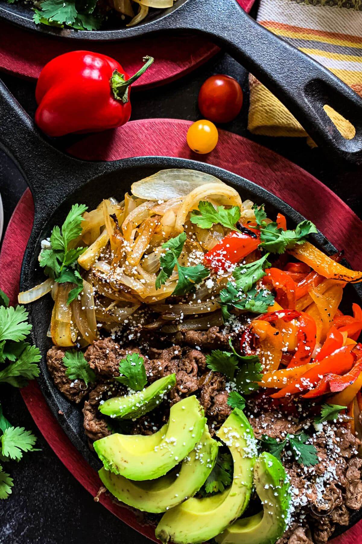 Shaved beef fajitas.