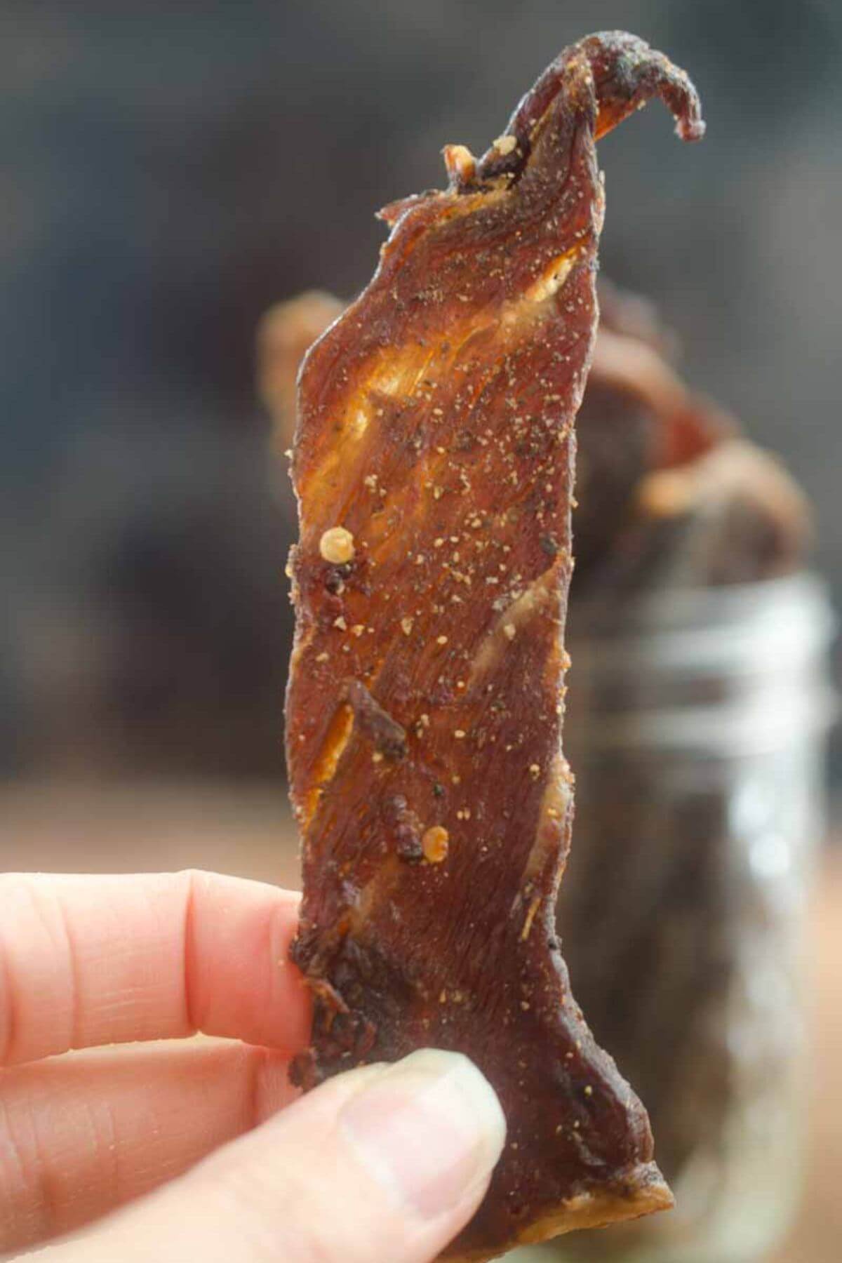 Sweet and spicy homemade beef jerky.