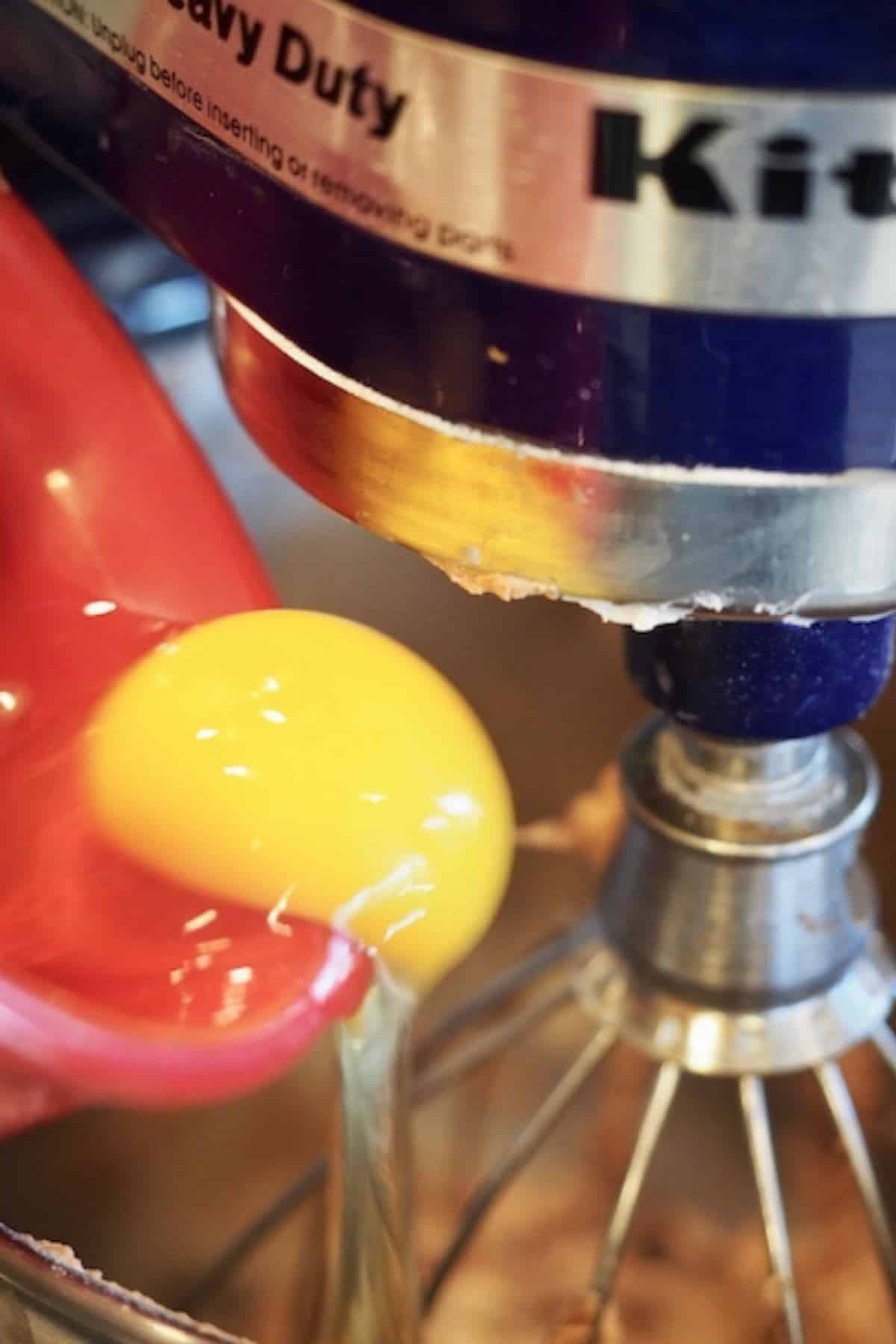 Add egg one at a time and whisk 5 minutes per egg.
