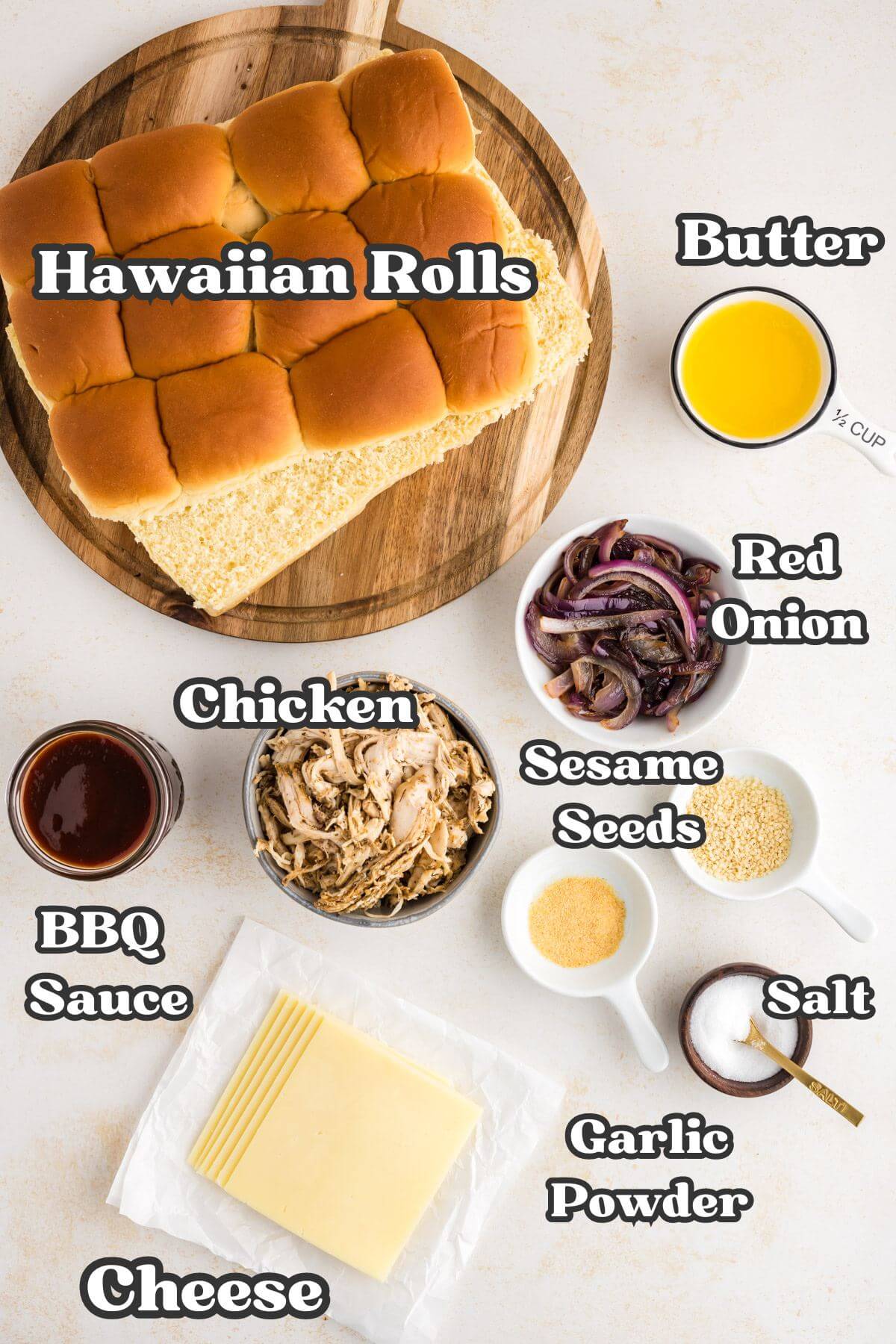 BBQ Chicken Sliders labeled ingredients.