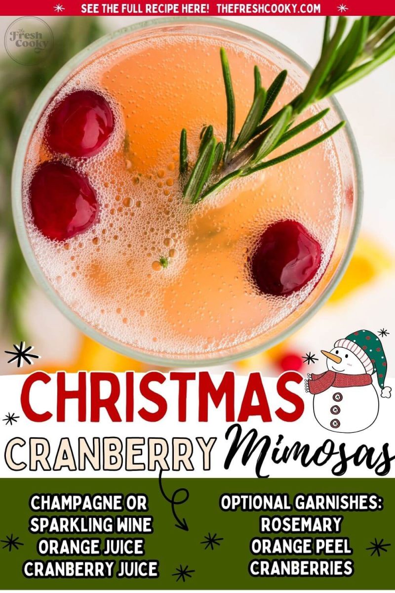 Close up of top of Cranberry Mimosas, to pin.