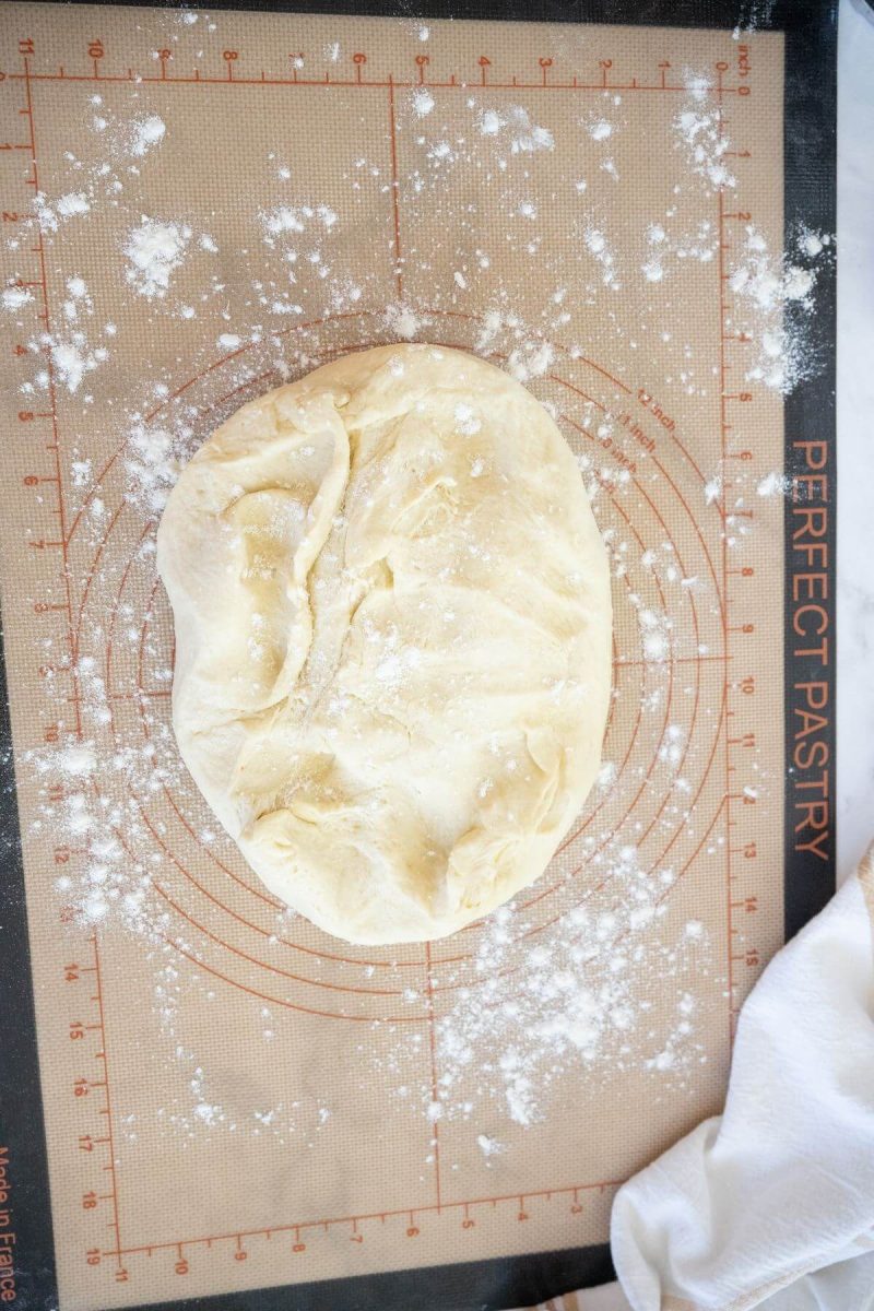 Press dough into rectangle, then roll.