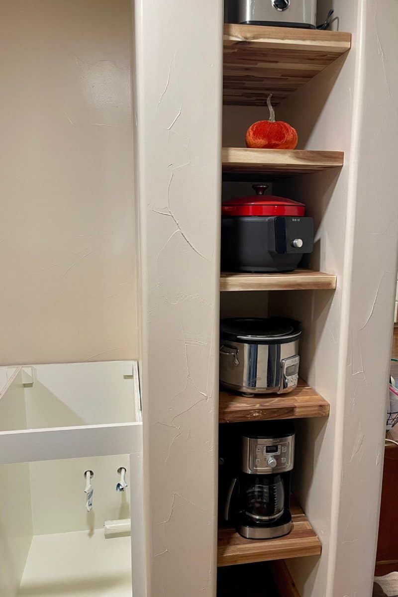 Pantry cubbies for small appliances. 