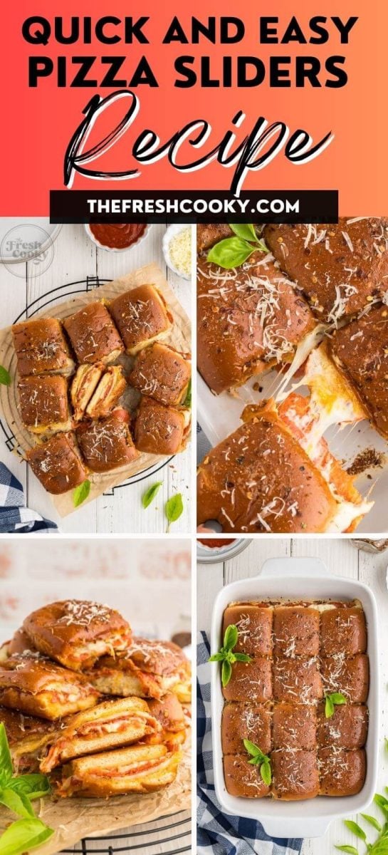 Best pizza sliders with gooey cheese and pepperoni, to pin.