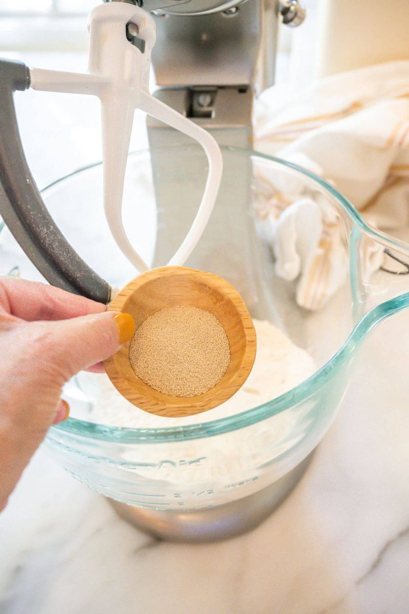 Add yeast to flour. 