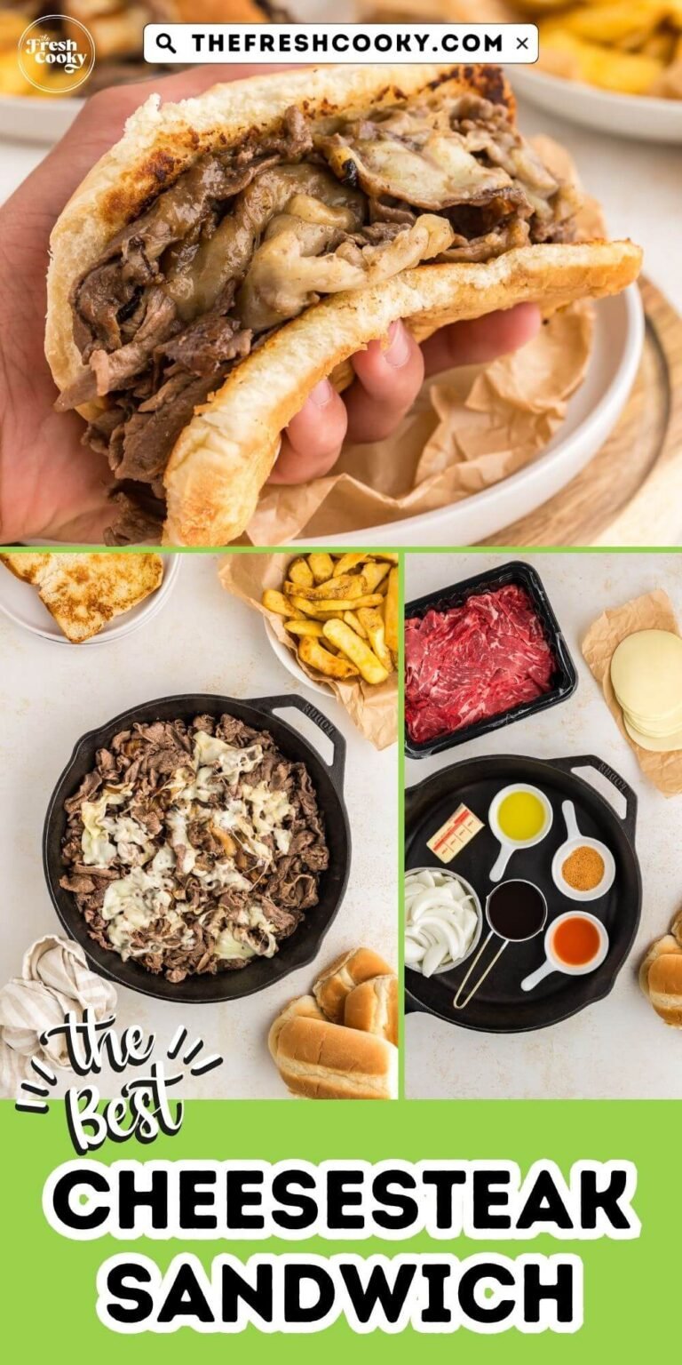 Process of making philly cheesesteak sandwiches, to pin.