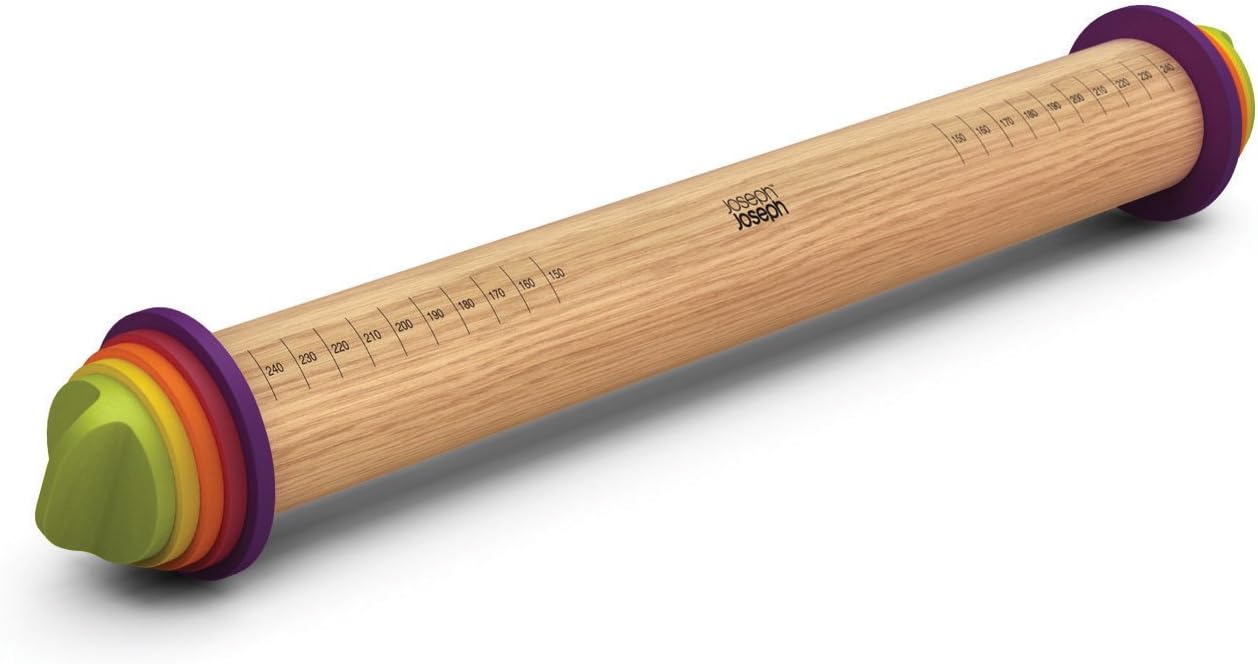 Joseph Joseph Rolling Pin with adjustable thickness rings. 