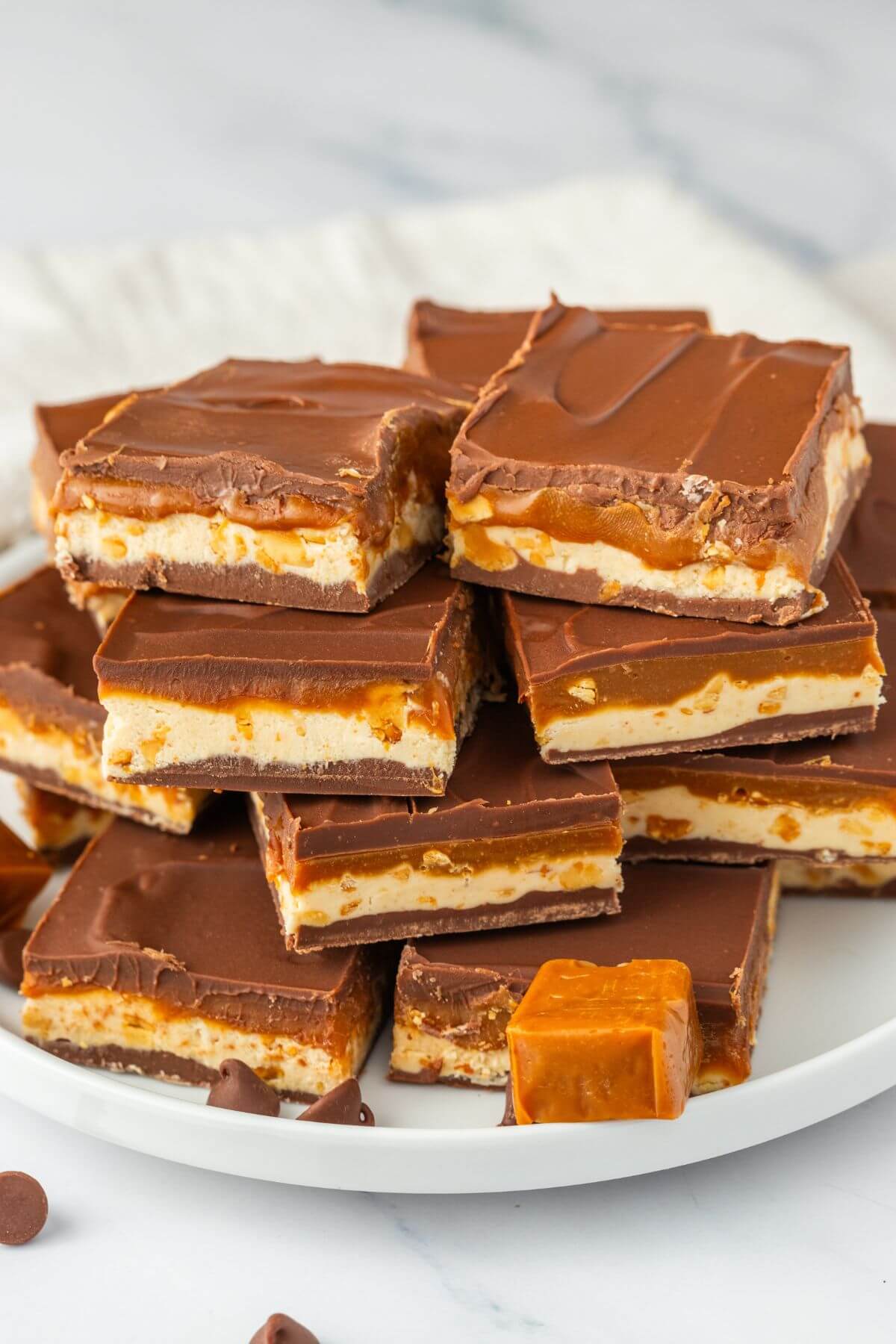 A plate is stacked full of fudge.
