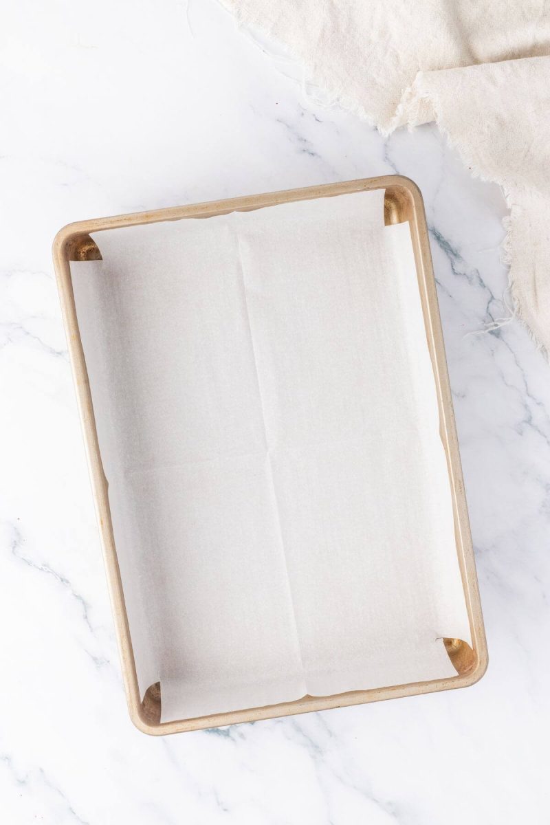 Line your pan with parchment paper. 