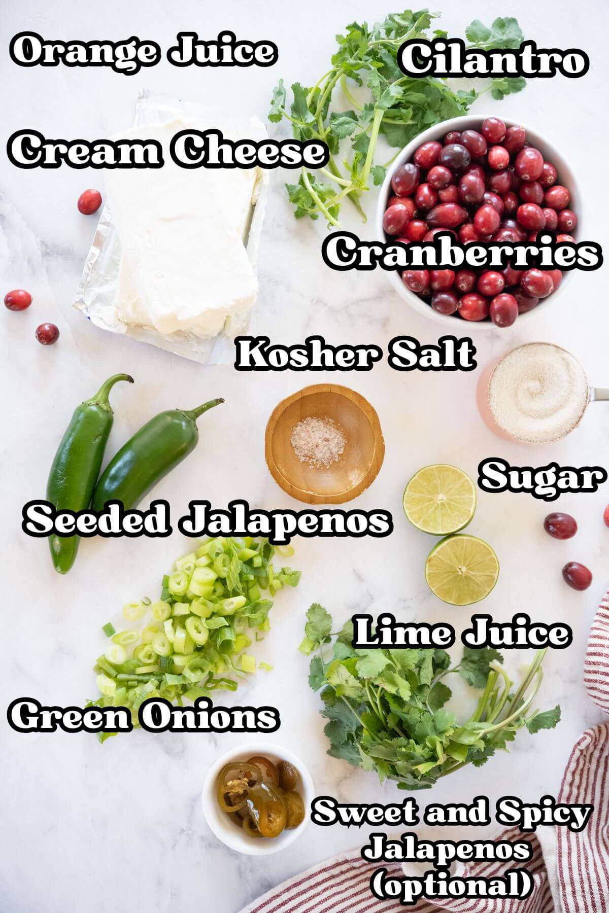 Cranberry jalapeno dip labeled ingredients.