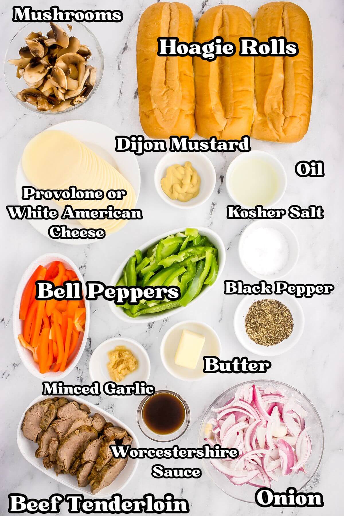 Beef Tenderloin Sandwich labeled ingredients.