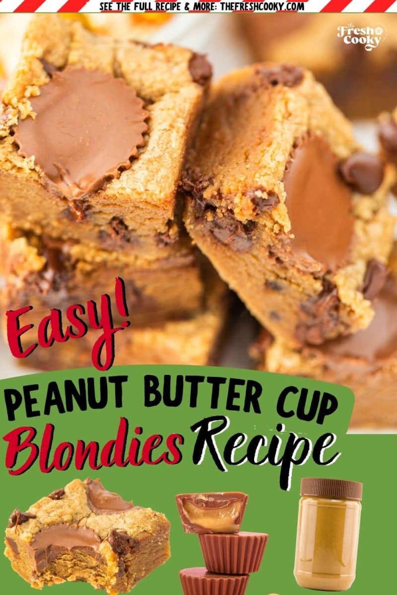 Two stacks of blondies are shown up close with one falling to the side.