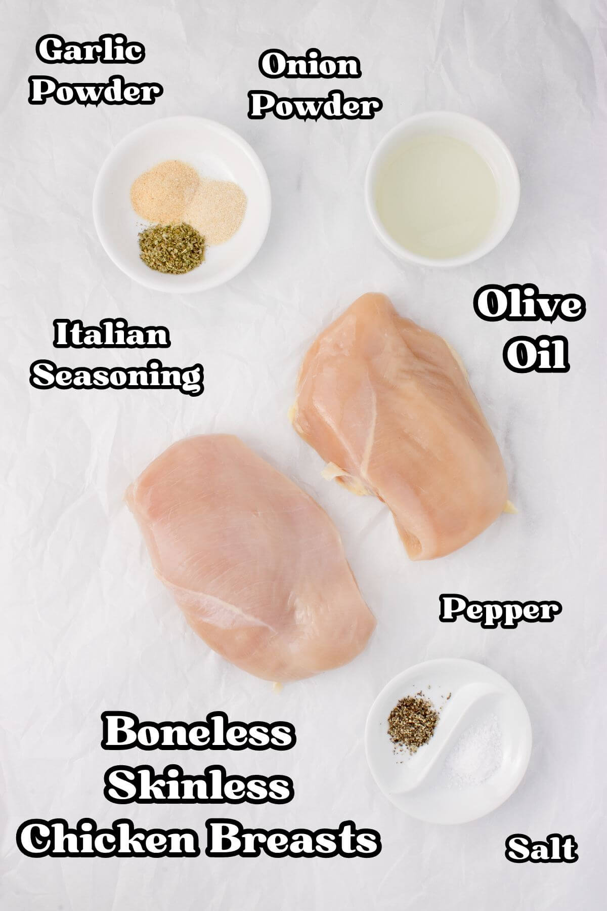 Sous Vide Chicken Breast recipe labeled ingredients.