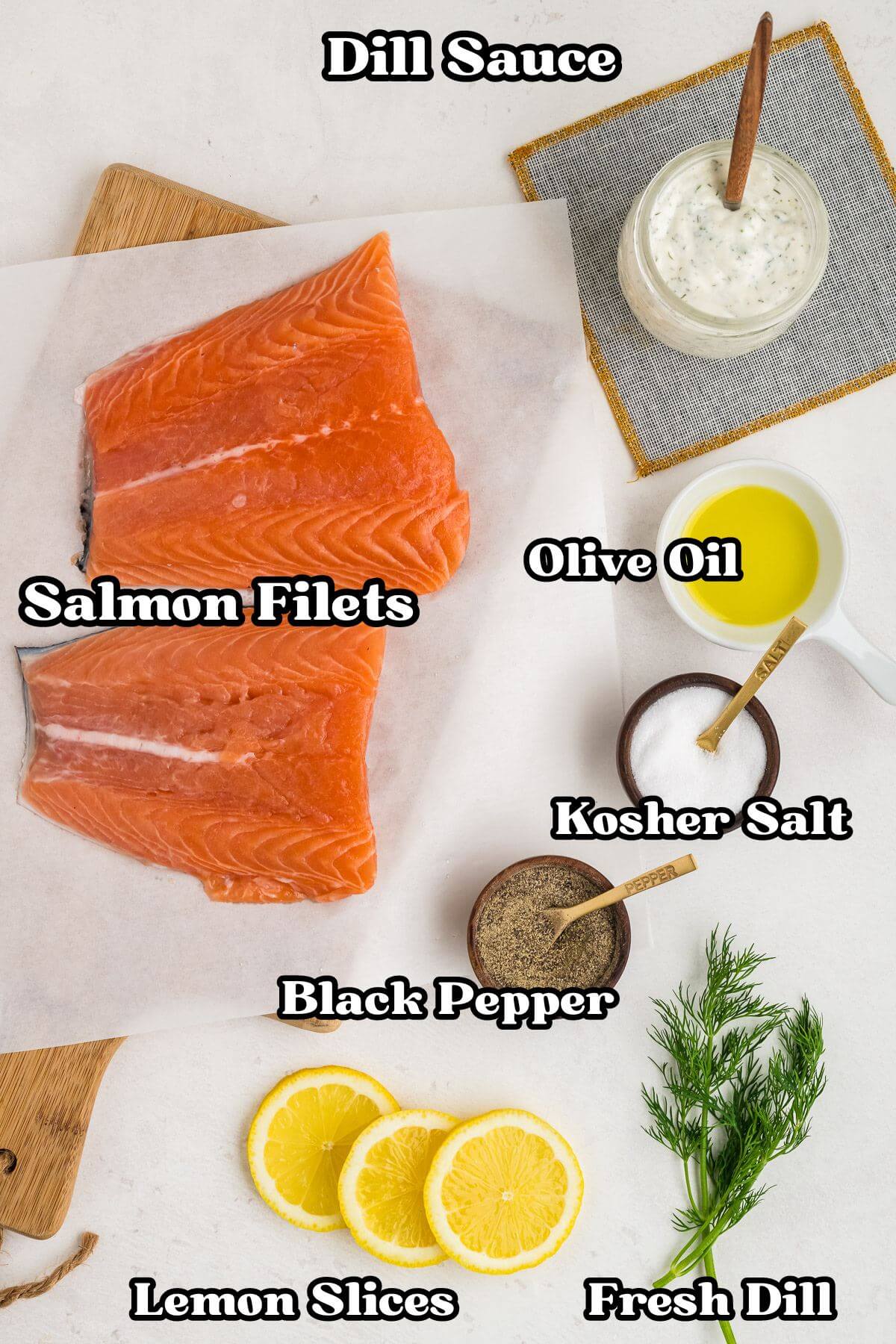 Sous Vide Salmon Labeled Ingredients.