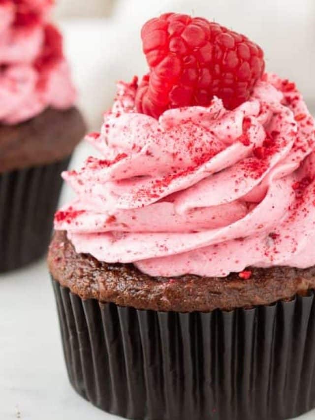 Chocolate Raspberry Cupcakes with Raspberry Frosting  Story