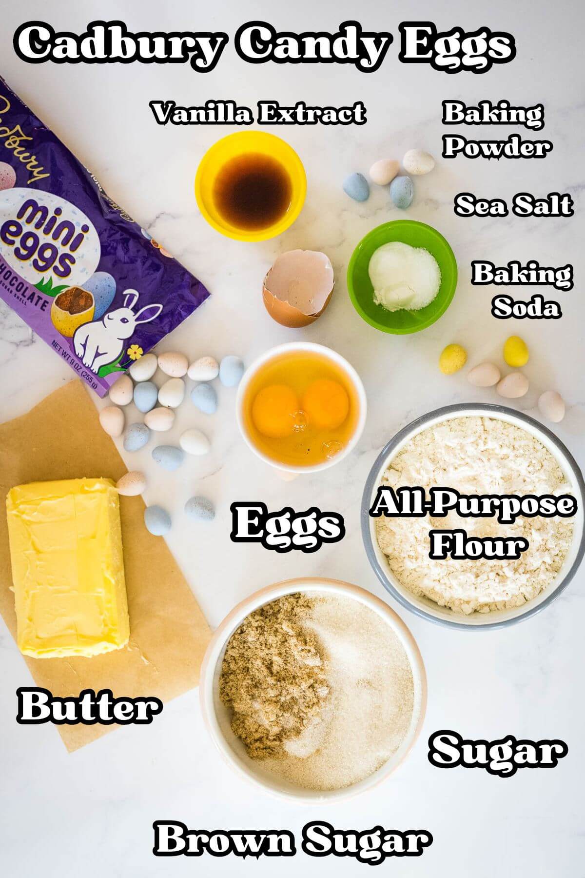 Giant Cadbury Cookie Cake labeled ingredients.
