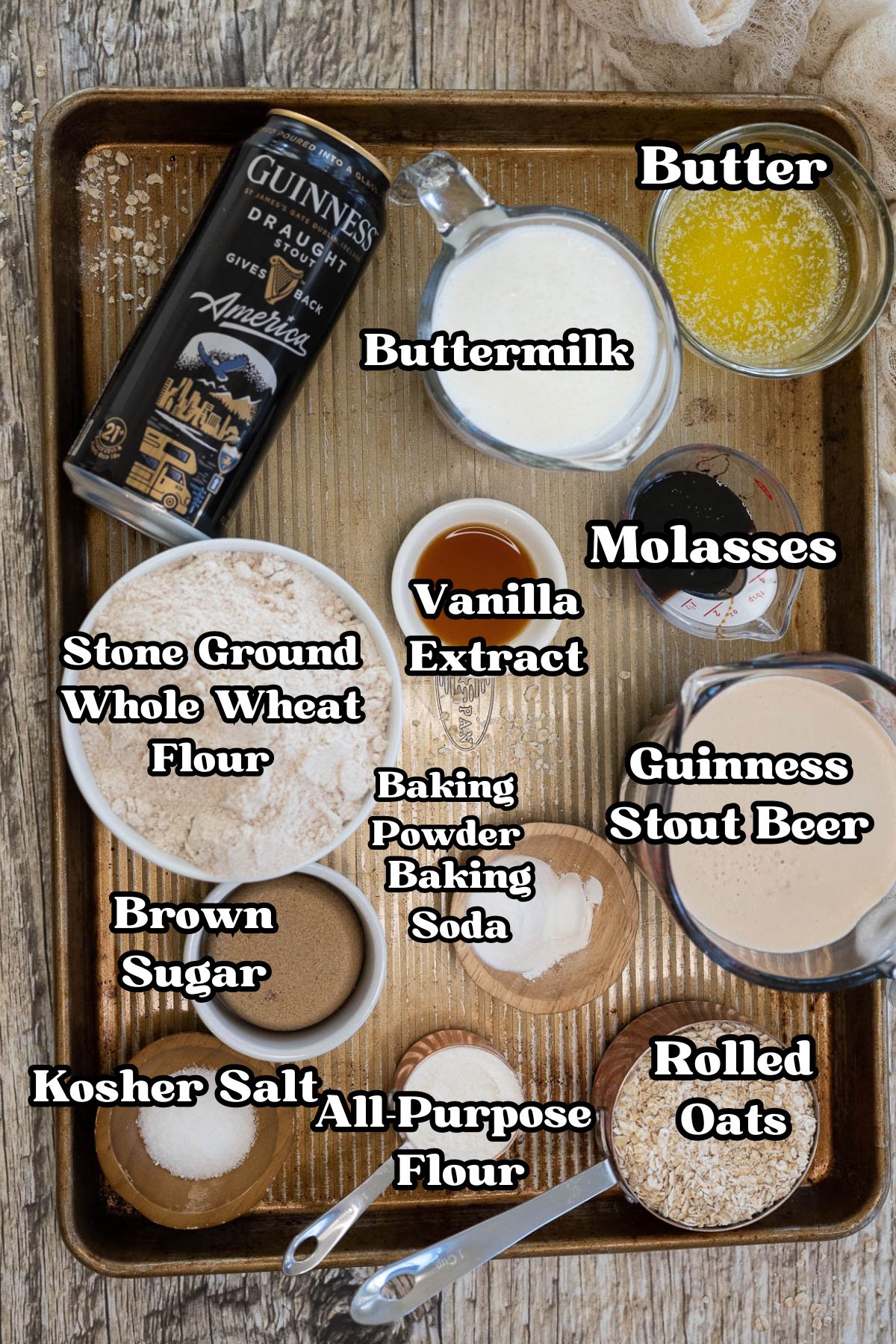 Guinness Bread recipe labeled ingredients.