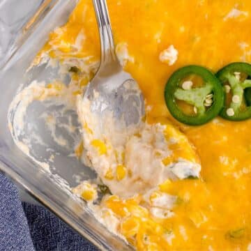 Easy Creamy Cheddar Jalapeno Corn Casserole + Dip Recipe