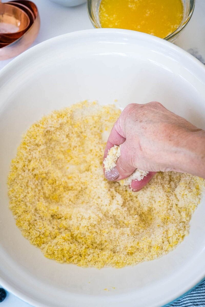 Combine the sugar and lemon zest until it resembles wet sand. 