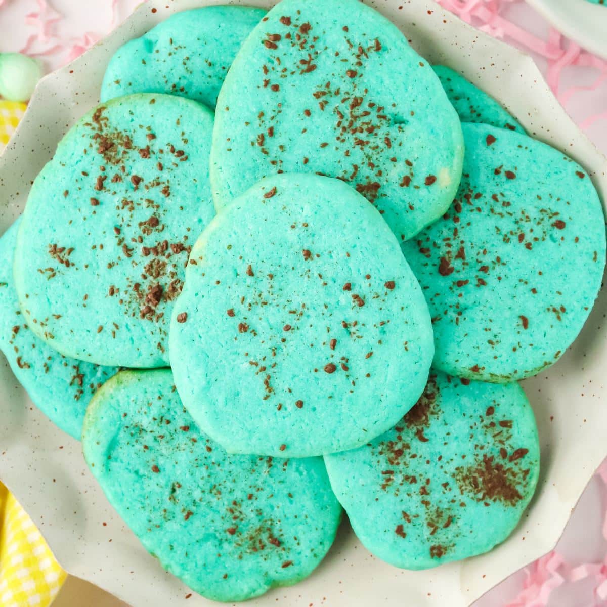 Robins Egg Sugar Cookies on a platter.