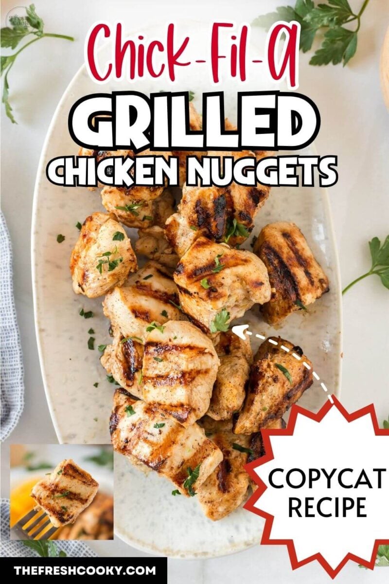Chick-fil-a grilled nuggets on a platter, for pinning.