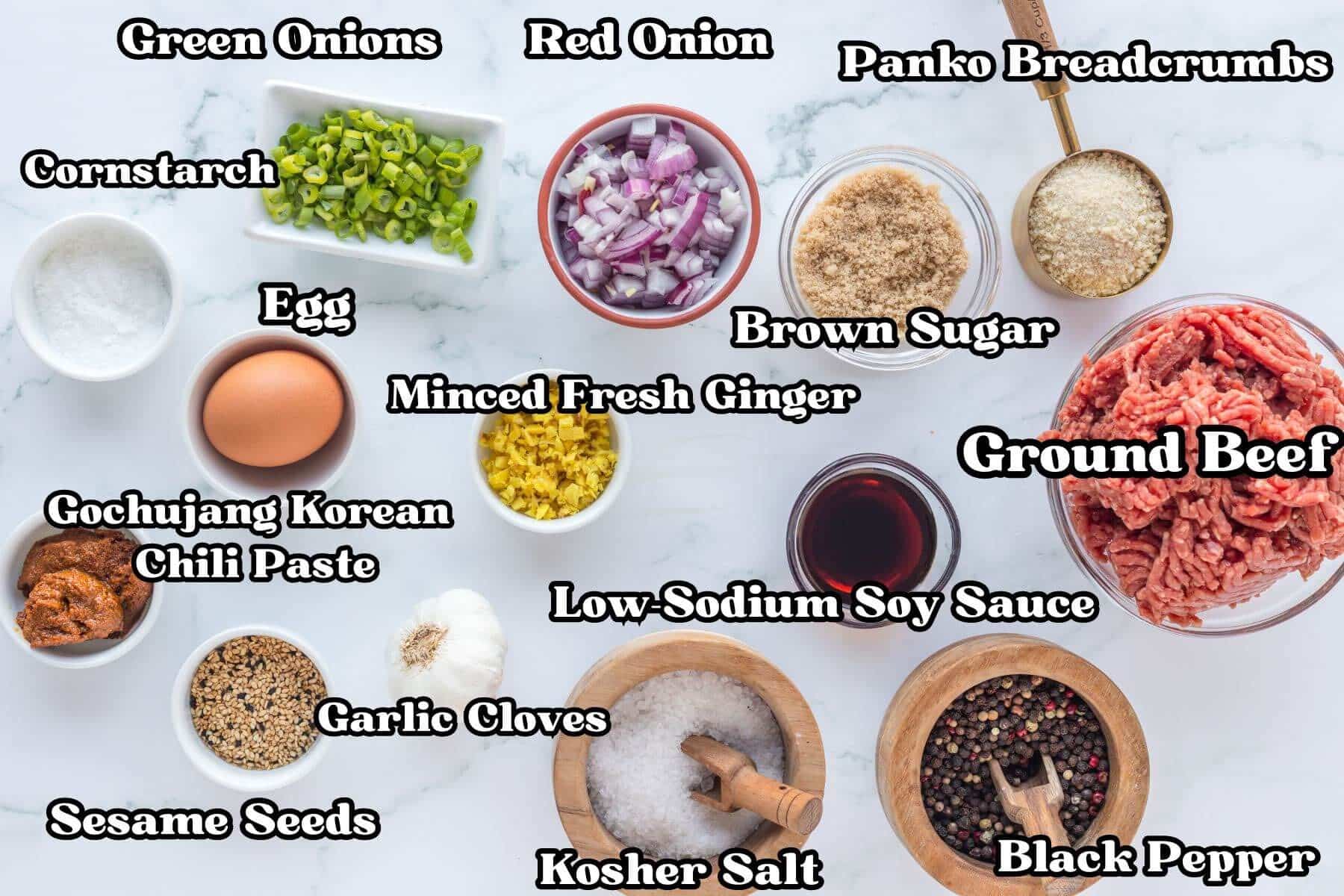 Korean Meatballs labeled ingredients.