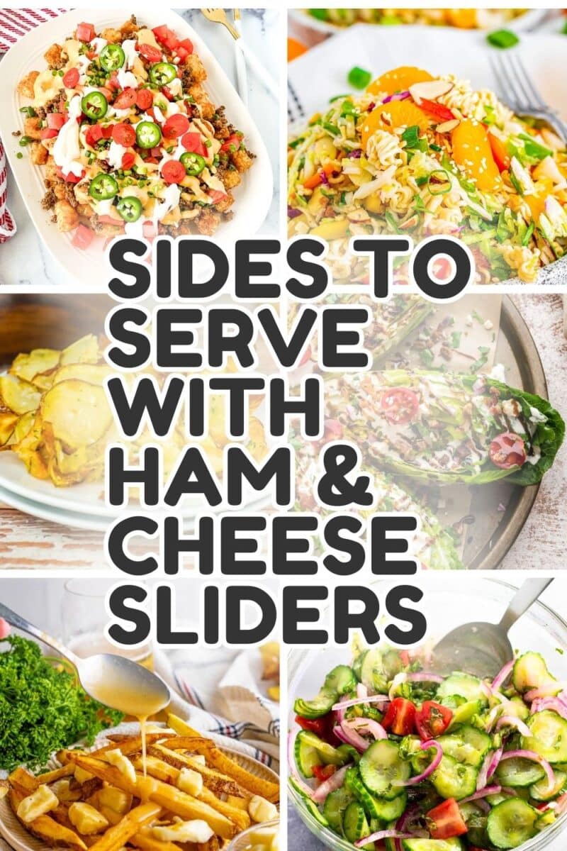 Tater tot nachos, asian pasta salad, air fried potato chips, wedge salad, caesar salad and Spinach salad to pin - sides to serve with ham and cheese sliders to pin.