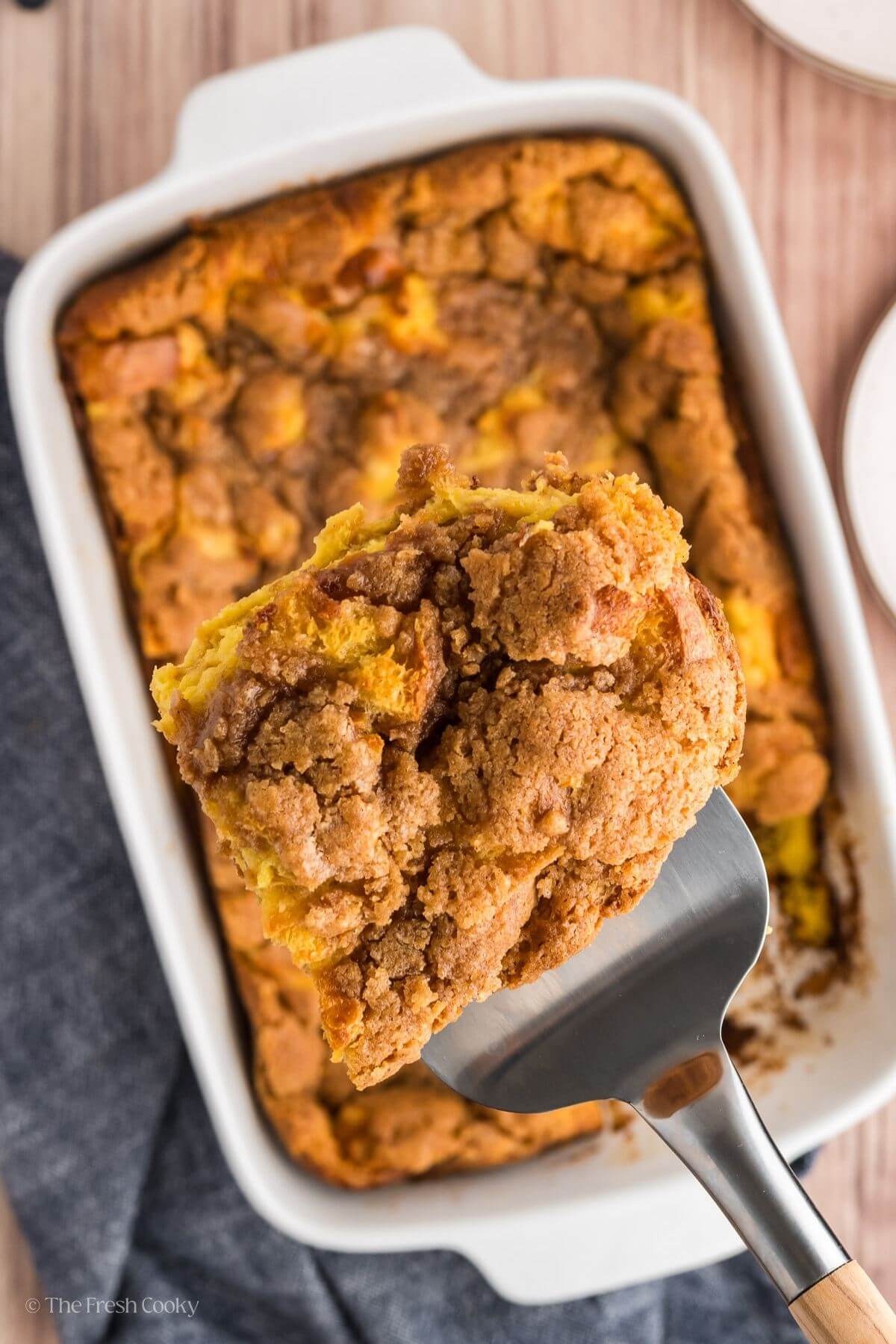 Serving up a serving of French Toast Casserole. 