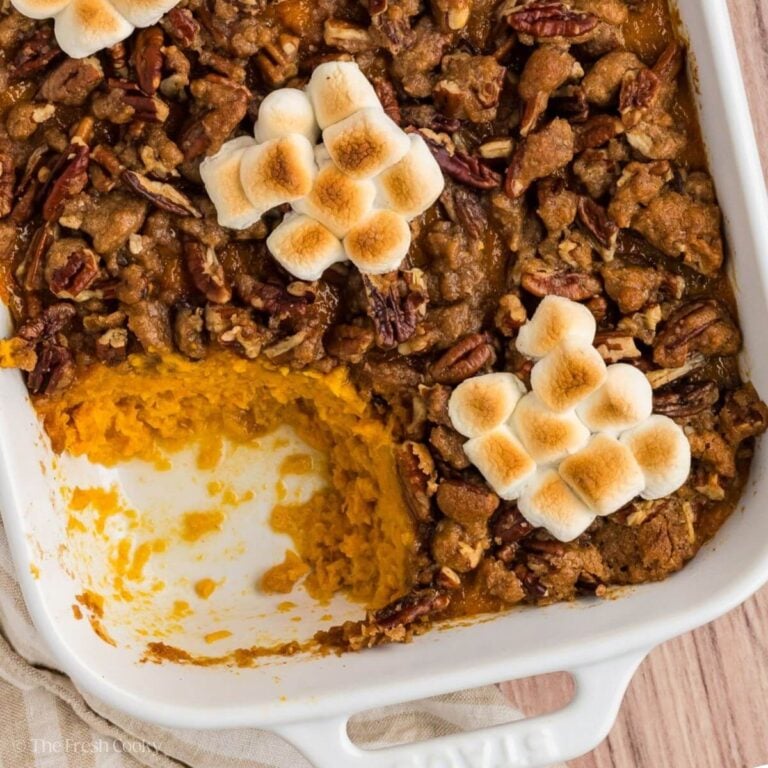 Baked Sweet Potato Casserole with Streusel Topping • The Fresh Cooky