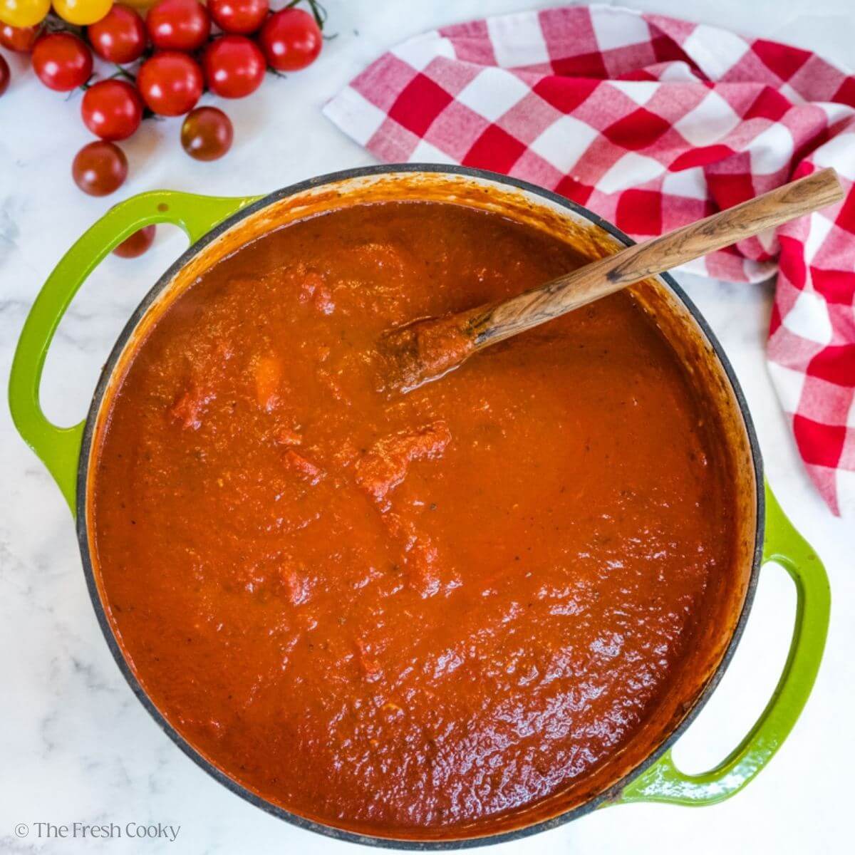 Simmer until thickened, adjusting salt at the end.