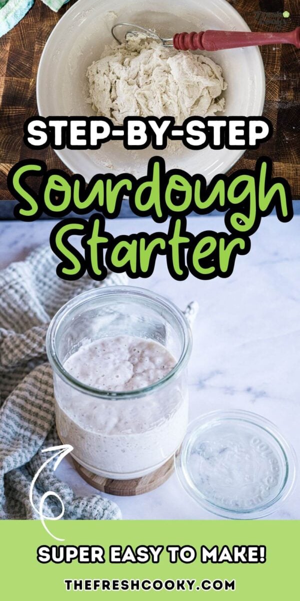 A ripe and bubbly sourdough starter for Pinterest.